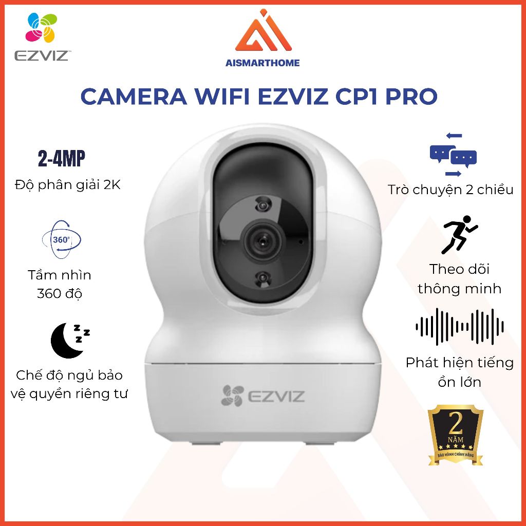 Camera Wifi EZVIZ CP1 PRO 2-4MP siêu nét, gọi 2 chiều, theo dõi tự động thu phóng - Bảo Hành 2 Năm