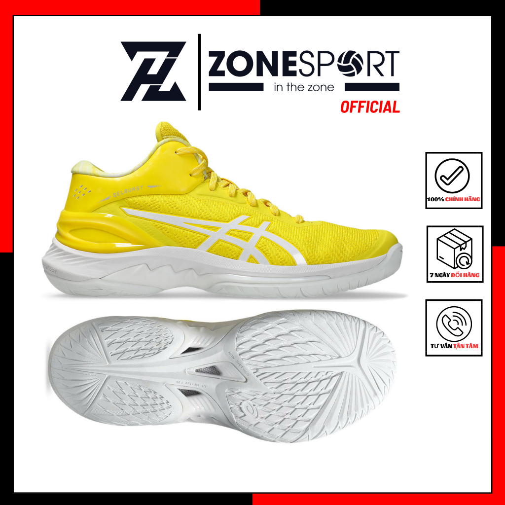  Giày Asics Gelburst 28 Vàng - Giày Bóng Chuyền Bóng Rổ Cổ Cao Đế Đệm Êm Ái Giảm Chấn Đàn Hồi Cao 