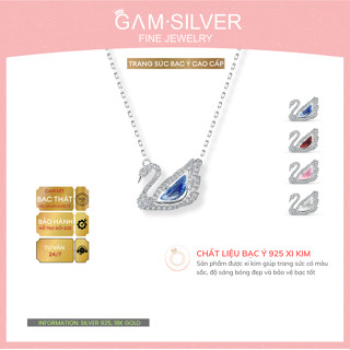 Dây chuyền bạc nữ 925 GAM SILVER vòng cổ bạc nữ thiên nga đá nhảy màu sắc lấp lánh cam kết bạc thật GAM JEWELRY GD22 
