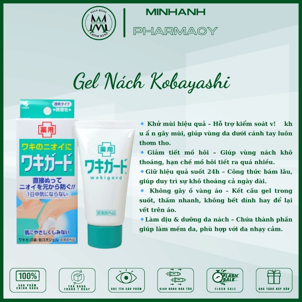 Gel giảm hôi nách Kobayashi loại bỏ hôi nách lâu năm dưỡng da trắng da không gây ố vàng áo