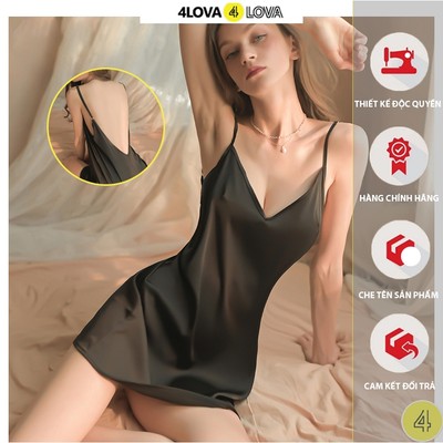 Váy ngủ lụa 4LOVA 2 dây sexy mềm mại thiết kế hở lưng quyến rũ Minerva