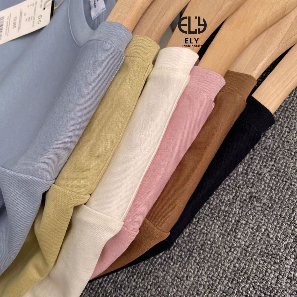Áo Thun nữ cổ tròn cộc tay ELY Cotton interlog không nhăn mát may kỹ áo phông đẹp Freesize ELY300. | BigBuy360 - bigbuy360.vn