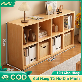 HUHU Kệ sách cao cấp bằng gỗ tổ ong loại 4/6/8 ô vuông màu vân gỗ nhạt Trang trí và lưu trữ sách