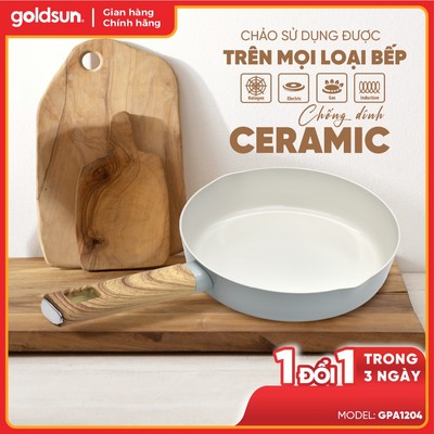 Chảo Chống Dính Goldsun GPA1204 Lớp Chống Dính Magic Ceramic Dùng Cho Mọi Loại Bếp Size 20-24-26-28cm