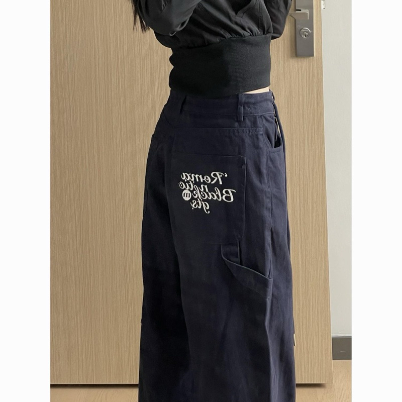 【Sẵn L】Quần Jeans xanh Đen Túi Sau Thêu Chữ Xịn ,Quần Nữ Kiểu Cá Tính Hàng Chuẩn