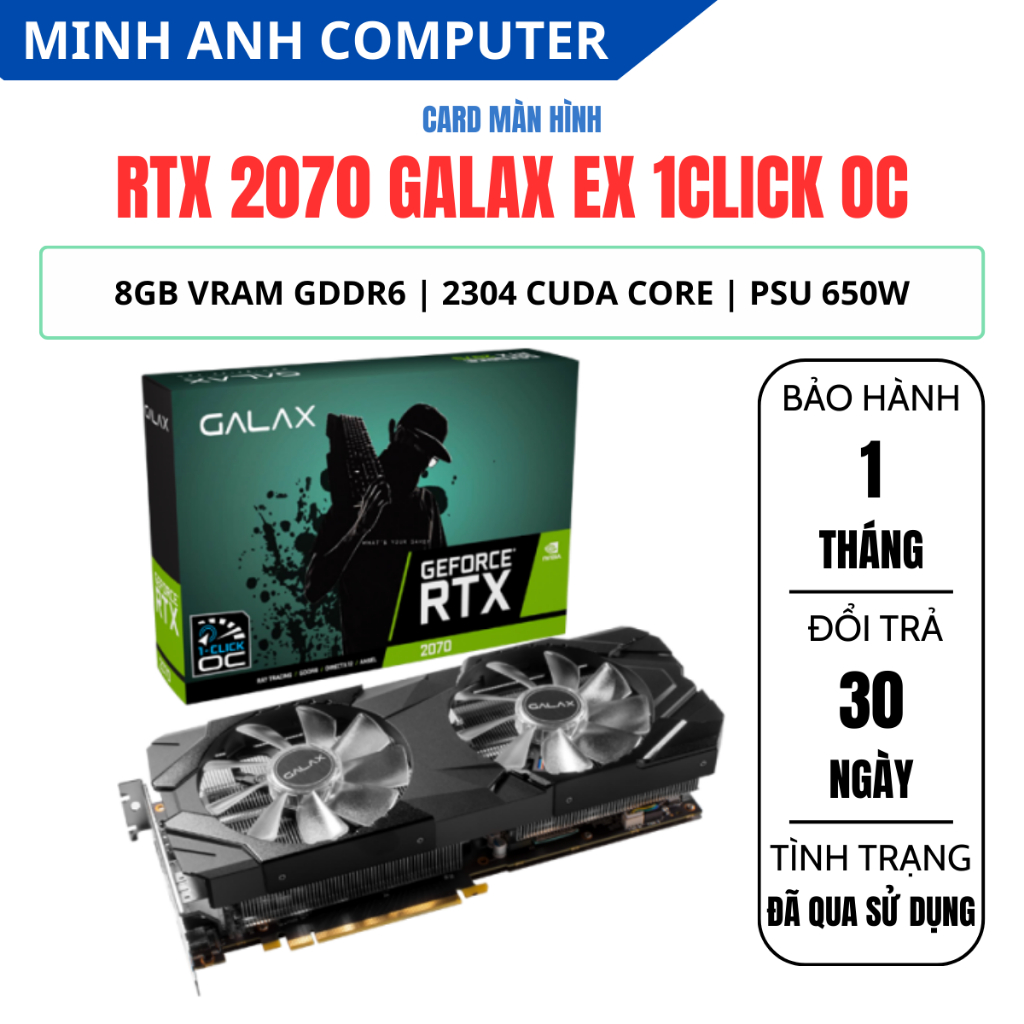 Card Màn Hình  RTX 2070 2070S  GALAX/ZOTAC/MSI/ROGSTRIX 8GB GDDR6 - Chơi Game AAA, Render