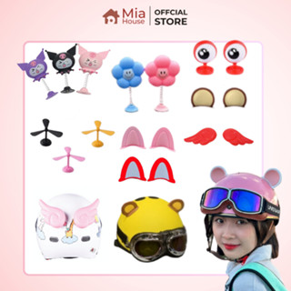 Tai mèo Hoa Sừng nhỏ Chong chóng gắn mũ bảo hiểm, gắn xe máy, gắn ô tô phụ kiện xe, trang trí bàn học siêu cute Tặng keo