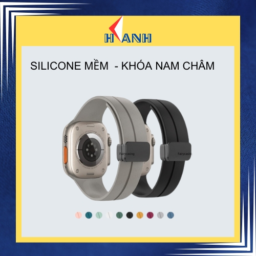 Dây Đeo Silicone Khóa Nam Châm Cho Đồng Hồ Apple Watch Ultra series 10 9 8 7 se 49MM 44/45/42/46mm