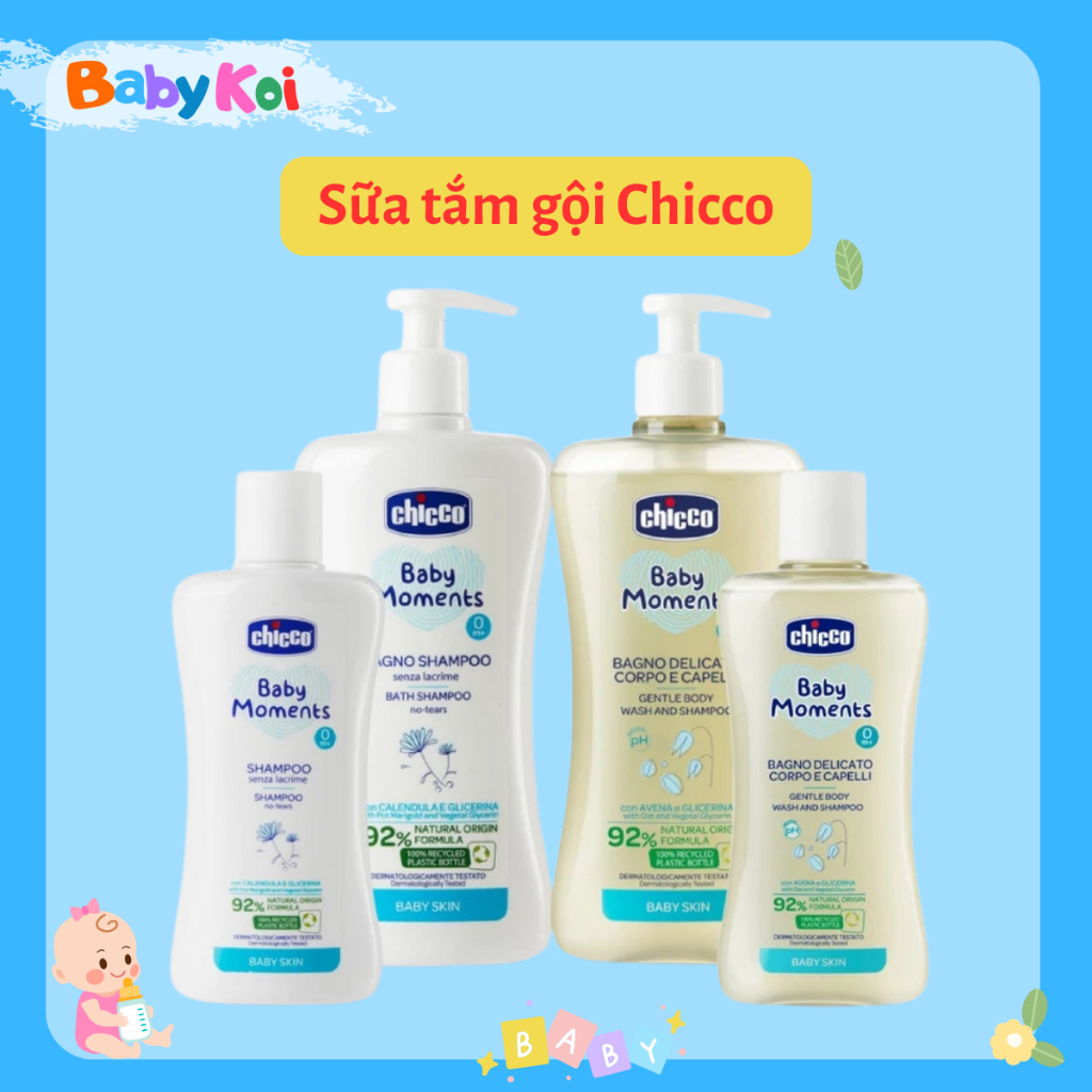 Sữa tắm gội Chicco chai 200ml và 500ml cho bé