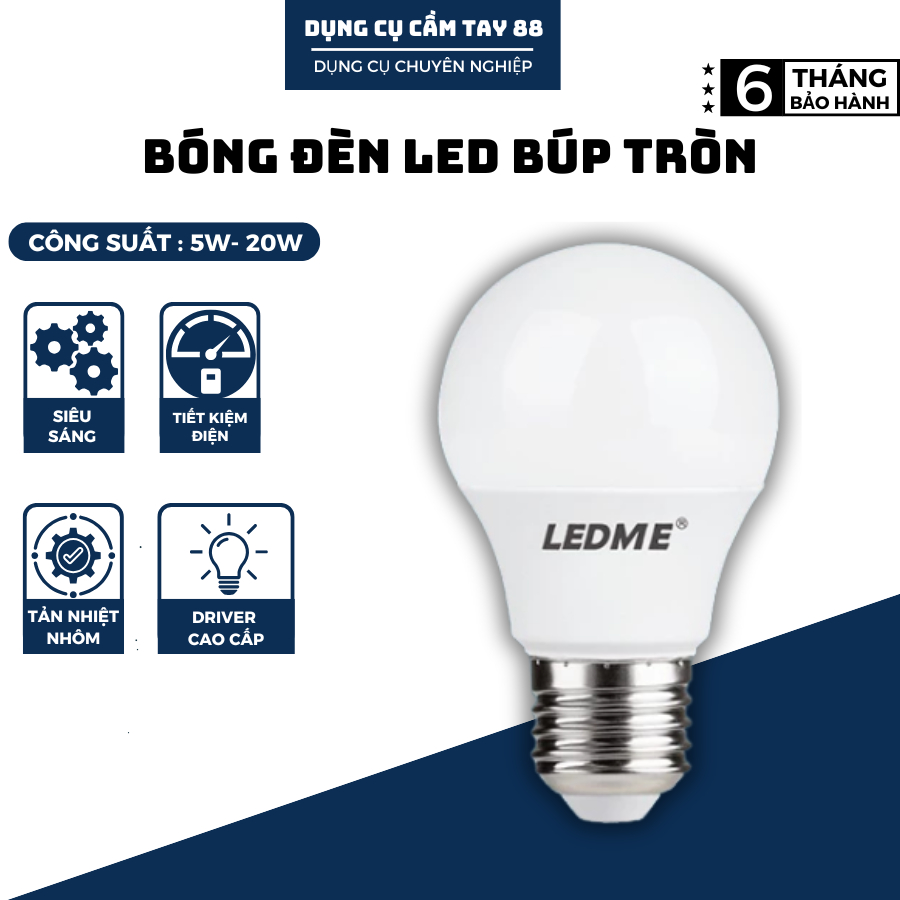 Bóng đèn Led Búp Tròn 5W-7W-10W-12W-15W-20W Siêu Sáng, Tiết Kiệm Điện Tiêu chuẩn Châu Âu, Ánh sáng tự nhiên bảo vệ mắt