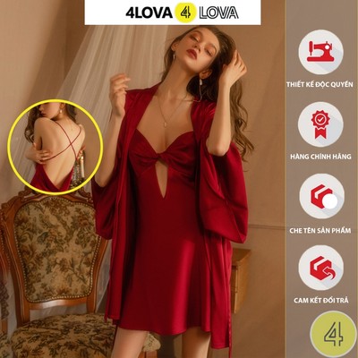 Váy Ngủ 2 Dây Đan Lưng, Đan Ngực Quyến Rũ 4LOVA Lụa Latin Mềm Mại Nhẹ Nhàng - Váy ngủ Cherry