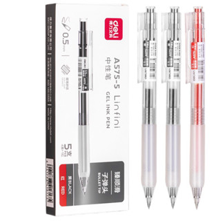 Cả hộp Bút gel Deli A575 bút mực đen/ xanh/đỏ bấm văn phòng ngòi 0.5mm mực đều có ruột thay thế