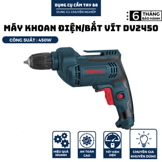  Máy khoan điện máy bắt vít 2 chiều DV2450A B - 450W mũi khoan 10mm motor đồng - Hàng chính hãng bảo hành 6 tháng 