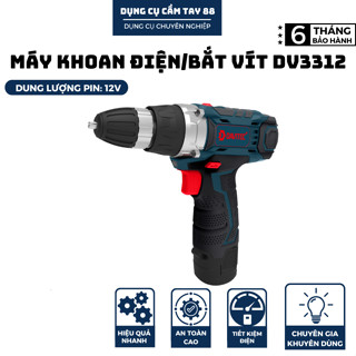  Máy Khoan  Bắt Vít dùng pin 12V - DV3312 kèm 1 sạc 2 pin hộp đựng - có đảo chiều điều tốc - Hàng chuẩn chính hãng 
