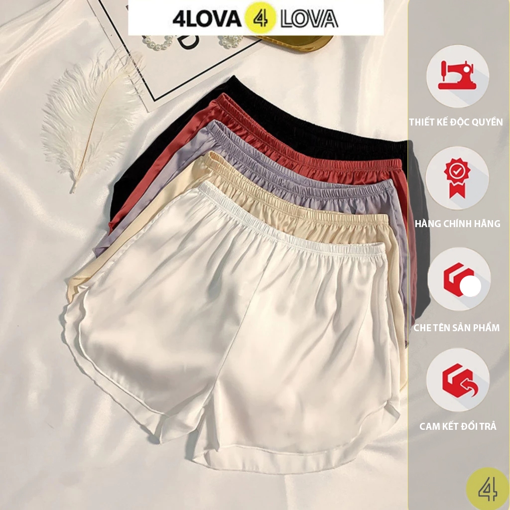 Quần đùi nữ mặc nhà lụa satin cao cấp 4LOVA cạp chun co dãn mềm mại quyến rũ nhiều màu cósizeEVA074