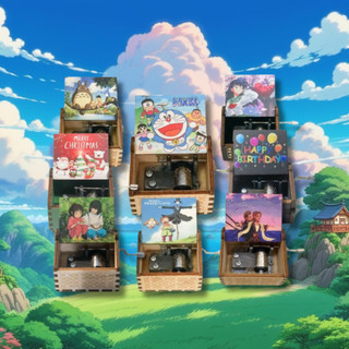 Hộp nhạc gỗ mini in hình anime trang trí nhiều mẫu xinh xắn quà tặng đáng yêu