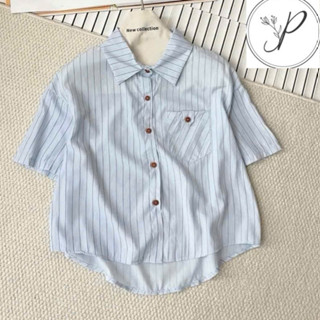 Áo sơ mi kẻ nữ cộc tay, sơ mi kẻ dáng suông vạt đuôi tôm, sơ mi hot 2025- A101