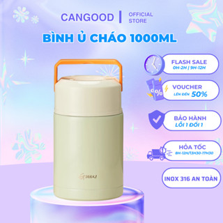 Bình Ủ Cháo Giữ Nhiệt Inox 316 dung tích 1000ml tặng kèm muỗng inox 304 và túi đựng