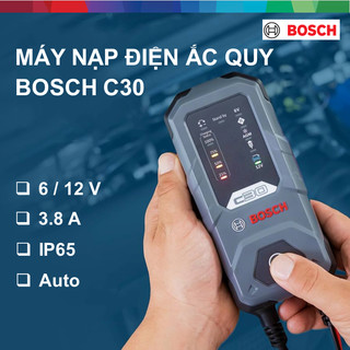 MÁY NẠP ĐIỆN BÌNH ẮC QUY BOSCH C30 CHO XE MÁY VÀ Ô TÔ 6V-12V