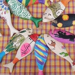 Cá gỗ decor vẽ trang trí handmade