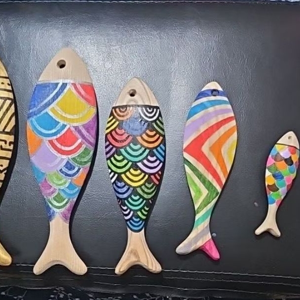 Cá gỗ decor vẽ trang trí handmade