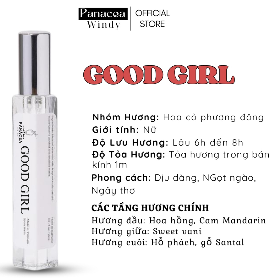 [GOOD & SEXY] Nước Hoa Nữ PANACEA 10ml Thơm Mát Good Girl Ngọt Ngào, Dịu Dàng và So Sexy By Night Bí Ẩn, Quyến Rũ | BigBuy360 - bigbuy360.vn