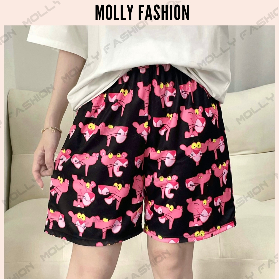 Quần short unisex hoạt hình PANPAN | Đùi form rộng mặc nhà/đi biển Molly Fashion
