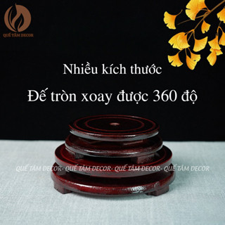  Đế gỗ tròn xoay được 360 độ  đôn gỗ đặt tượng phật  cây cối  mô hình  kỹ gỗ tròn - Quế Tâm Decor 