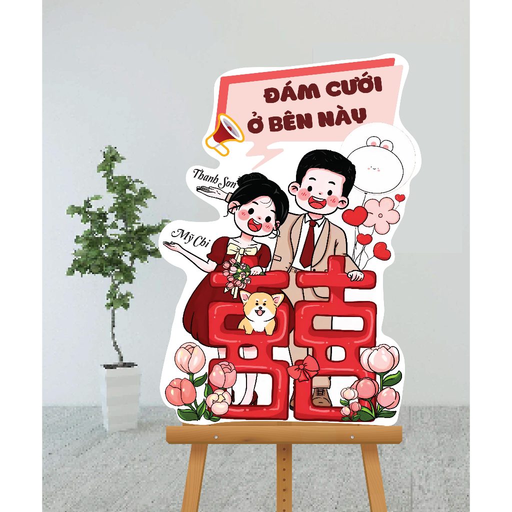 Bảng chibi cổng trang trí đám cưới