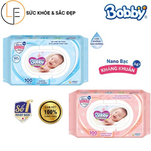KHăn Uớt Bobby Có Mùi/Không Mùi 100 miếng/32 Miếng