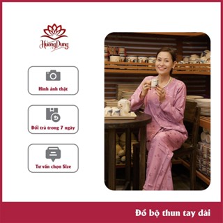 Đồ Cho Mẹ, Đồ Bộ Gấm Mặc Ở Nhà Quần Dài , Gấm Mềm Tay Dài Co Dãn Thoải Mái - Hương Dung Store