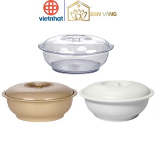  Âu thố phíp tròn nhựa VIỆT NHẬT 1.2L 2.2L - Trong có nắp đựng cơm canh topping trà sữa 6435-2+4 