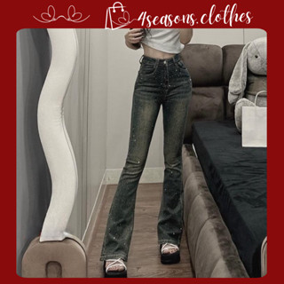 Quần Jeans Nữ Ống Loe Đính Full Đá Sang Chảnh Cực Hot, Quần Bò Đính Đá Bling Form Ôm Ống Loe Cho Nàng Khoe Dáng