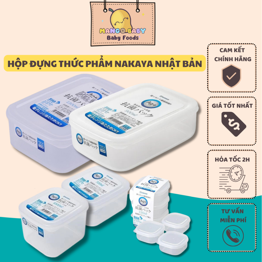 Hộp Trữ Đông - Hộp Trữ Thức Ăn Nakaya Nắp Dẻo (Nhãn Xanh Dương Ag+) - Made in Japan - MangoBaby