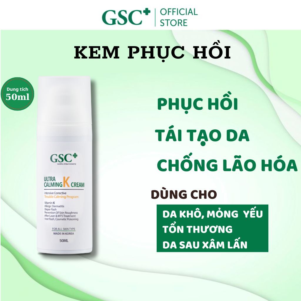 Kem K phục hồi và dưỡng ẩm GSC, cream tái tạo, trẻ hóa, bảo vệ da nám ULTRA CALMING K CREAM 50ml