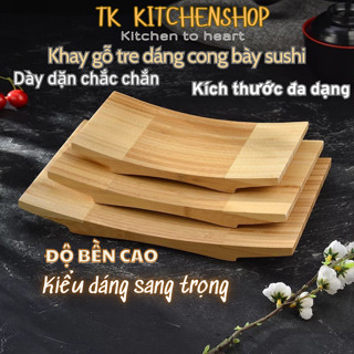 Khay gỗ hình chữ nhật vành cong cao cấp chuyên sử  dụng để bày sushi , sashimi bền đẹp,mẫu mã thanh lịch phong cách Nhật
