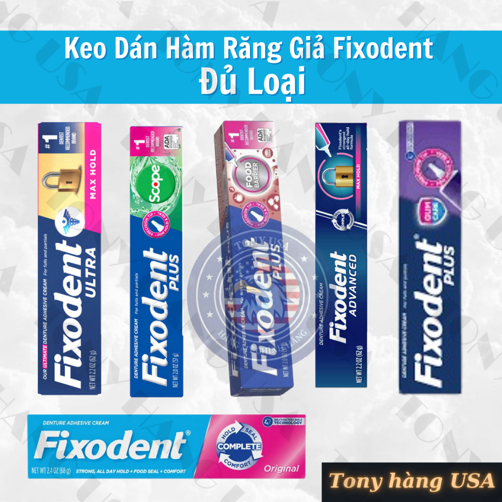 Keo Dán Răng Giả Fixodent Original 68g Chính Hãng Mỹ Giữ Chắc Cả Ngày, Êm Dịu - Tony US Mart