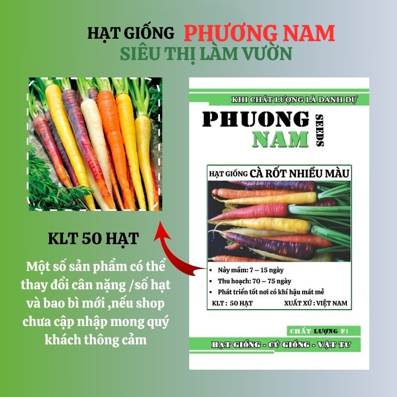 50h - Hạt Giống Cà Rốt Nhiều Màu Mix Phương Nam