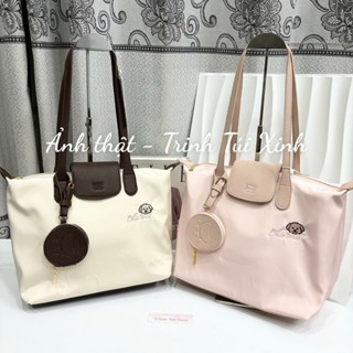 Túi Tote Chio2nd Size 30 Chất Vải Dù Nilong Lót Vải Phối Da Kèm Ví Tròn 010