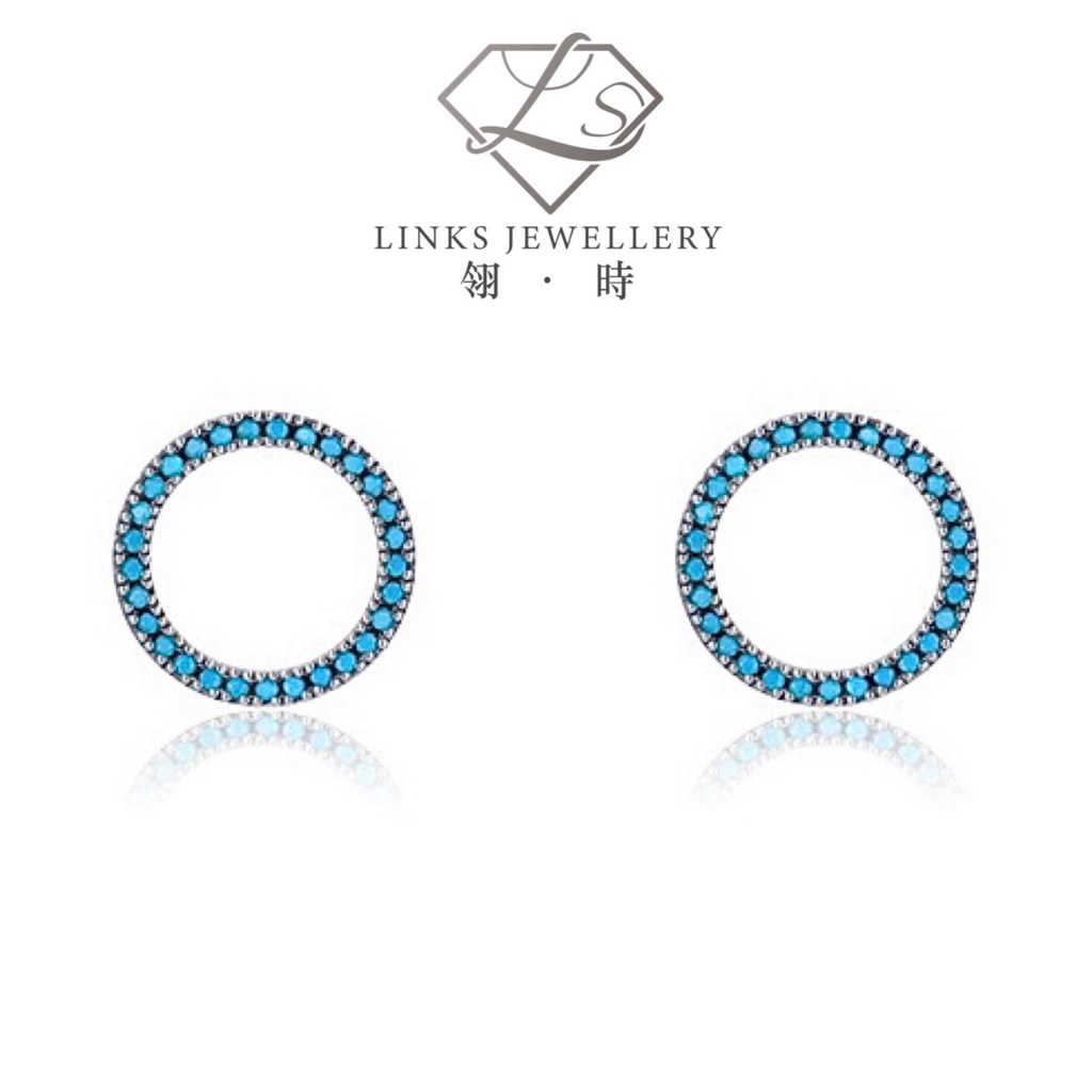 S925 Silver Plated White Gold Turquoise Circle Earrings SE046 Hypoallergenic Earrings S925 Earrings