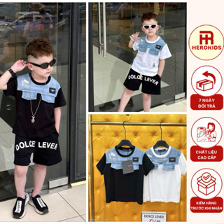  Áo Phông Bé Trai Đôn Chề Phối Bò Rách Nhẹ Siêu Đẹp - Áo Thun Nam bé trai Đê Gờ Phối Bò mix tag Mới Nhất 7731 