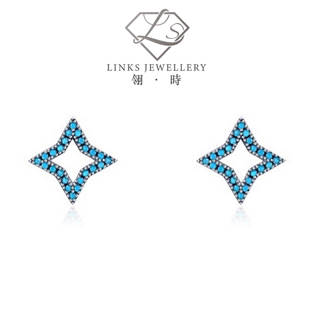 S925 Silver Plated White Gold Turquoise Star Earrings SE045 Hypoallergenic Earrings S925 Earrings