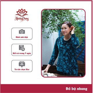 Đồ Bộ Cho Mẹ, Đồ bộ Trung Niên Chất Liệu Nhung Hai Da Mát Mịn Thoải Mái - Hương Dung Store