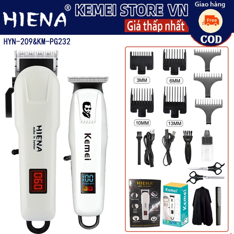 Hiena Cắt Tóc LCD Chuyên Nghiệp Điện Cắt Tóc Cho Nam Tông Đơ Không Dây Sạc Máy Cạo Râu Dao Cạo Không Dây HYN-209 & PG232