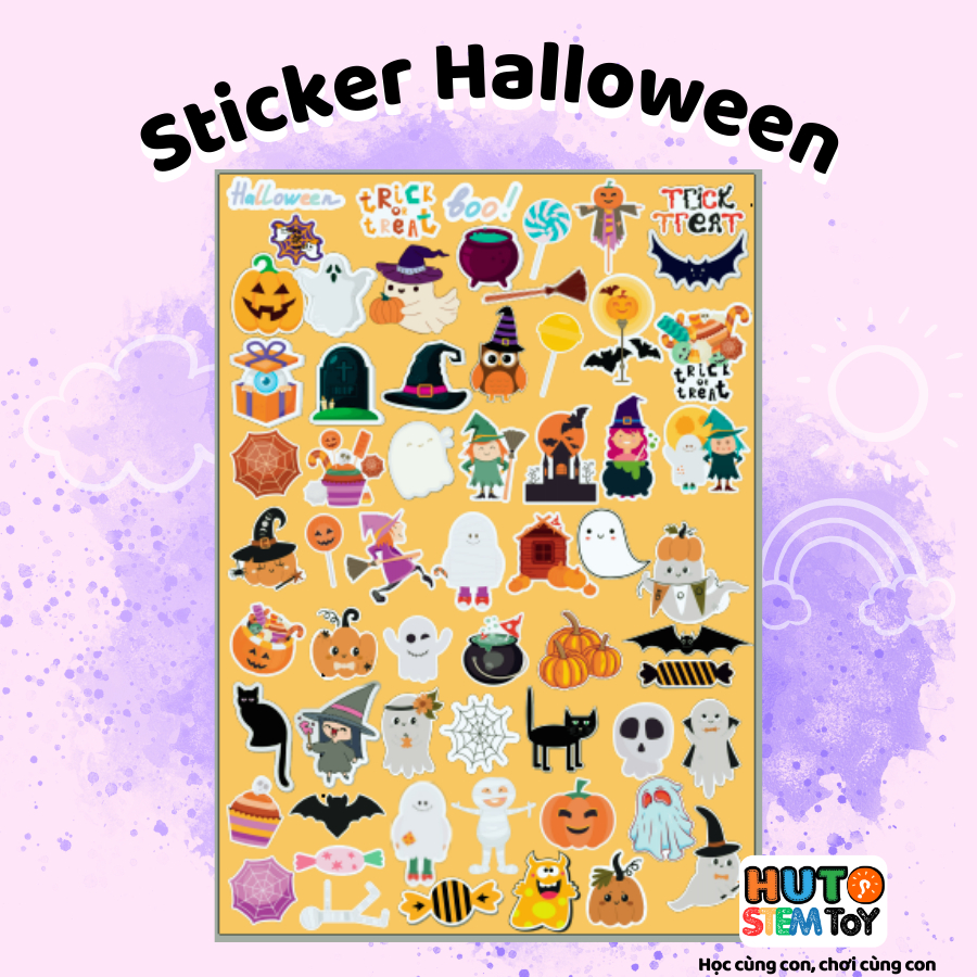 Combo 10 Tấm Stickers Halloween DIY Trang Trí Halloween
