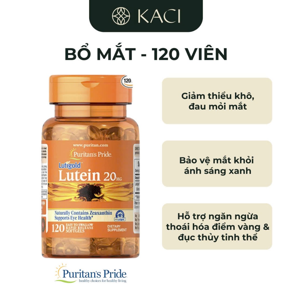(DATE 08.27) Viên Uống Bổ Mắt, Tăng Cường Thị Lực Puritan’s Pride Lutigold Lutein 20mg