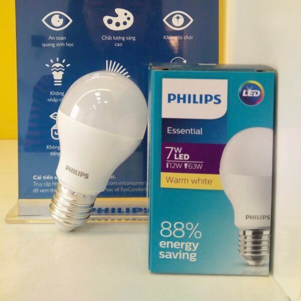 Bóng đèn Philips LED bulb Essential E27 A60 siêu tiết kiệm điện năng