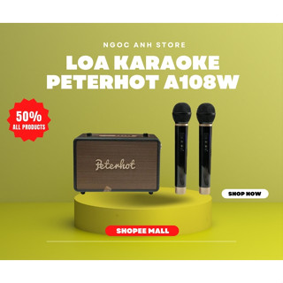 Loa Karaoke Bluetooth Peterhot A108W - Kèm 2 Micro Không Dây, Thiết Kế Sang Trọng, Âm Bass Mạnh Mẽ.