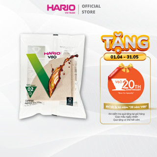 Giấy lọc cà phê Hario V60 100 tờ (size 02, màu tự nhiên) V60 Paper Filter VCF-02-100M