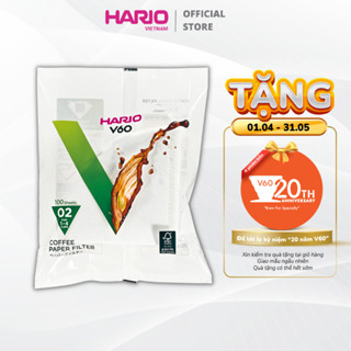 Giấy Lọc Cà Phê Hario 100 Cái V60-VCF-02-100W (Size 02, Màu Trắng)